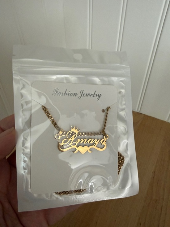 Amazon Jewelry - Gold Tone Personalized Nameplate Necklace - 'Amaya'